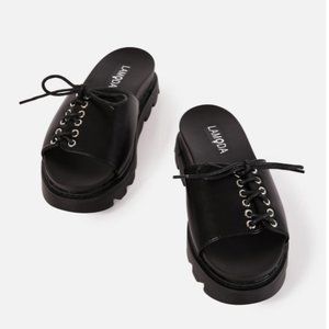La Moda Punk Picnic Lace Up Slides